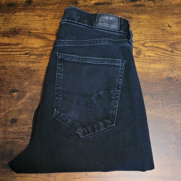 American Eagle Jeans 4 R Dream Curvy Super Hi Rise Jegging Stretch Black - Picture 3 of 11
